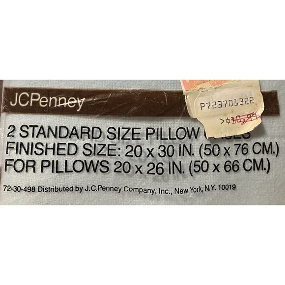 Vtg JCPenney Flannel Pillowcases Permanent Press 2 Standard Sz 20X30 Light Blue - Picture 3 of 3
